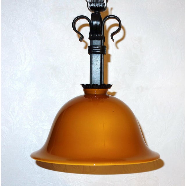 Antique Wrought Iron Glass Lamp from Koch U. Söhne, 1930s For Sale - Image 12 of 12