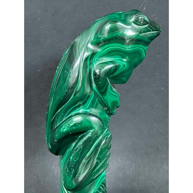 Gemstone Late 20th Century Handcarved Malachite Solid Stone Frog Sculpture For Sale - Image 7 of 12