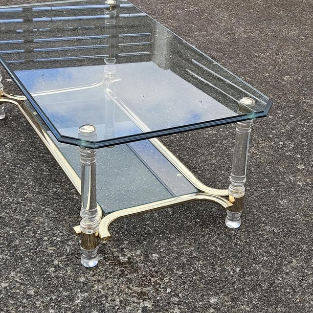 Italian Two-Tier Coffee Table in Glass, 1980s For Sale - Image 10 of 16
