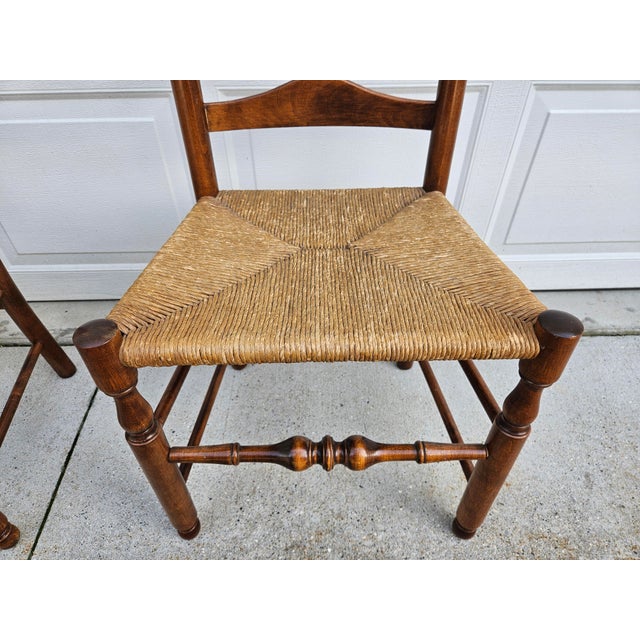Rush Seat Ladder Back Chairs -Set of Four For Sale - Image 11 of 14