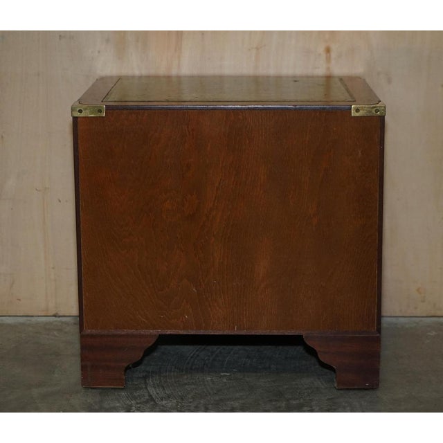 Military Campaign Side Tables in Green Leather from Harrods, Set of 2 For Sale - Image 13 of 18