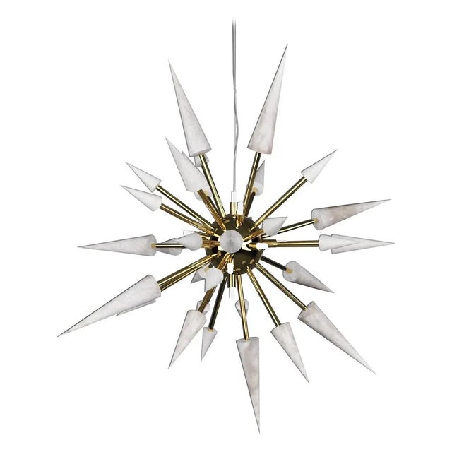 Contemporary Perseo 100 Shiny Gold Metal Pendant Lamp by Alabastro Italiano For Sale - Image 3 of 3
