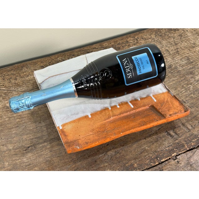 Ceramic Vintage Brutalist / Organic Modern Studio Pottery Dish With White and Brown Glazes For Sale - Image 7 of 8