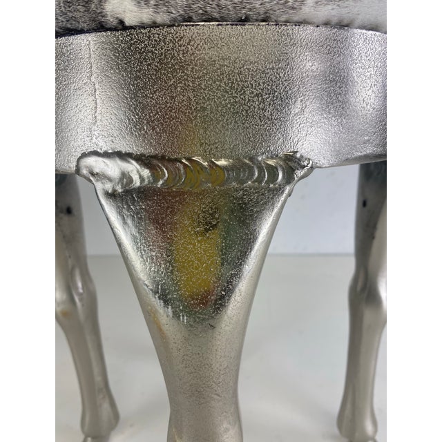 1990s Late 20th Century Modern Version of an Empire Stool With Cowhide Upholstery For Sale - Image 5 of 10