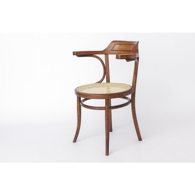 Mid-Century Modern Beech Bentwood and Cane Desk Chair, Austria, 1950s For Sale - Image 4 of 12