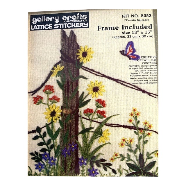 Gallery Crafts Kit No. 8052 Do-It-Yourself Kit Lattice Stitchery Frame Included 13"x15" For Sale