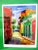 Vibrant and colorful print of a street in Puerto Rico entitled "Sunny Puerto Rico." Displayed in a double mat in a white...