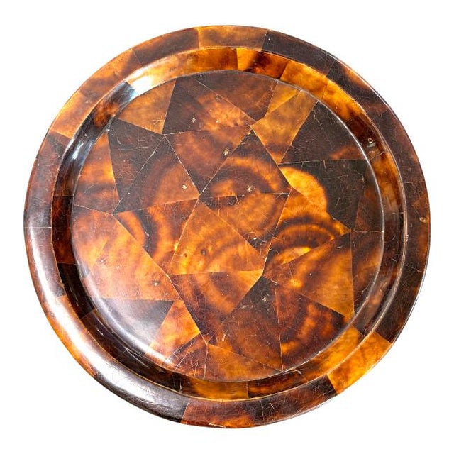 Wood Vintage Hollywood Regency Faux Tortoiseshell Tray Top Pineapple Pedestal Accent Table For Sale - Image 7 of 7