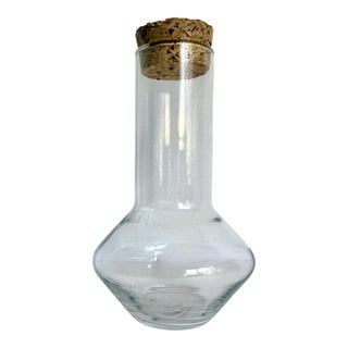 Vintage Scandinavian Modern Glass Decanter With Cork Stopper For Sale