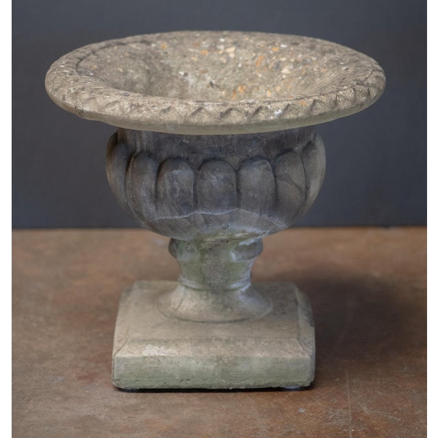 English Garden Stone Urn or Planter Pot on Square Plinth Base For Sale - Image 4 of 10