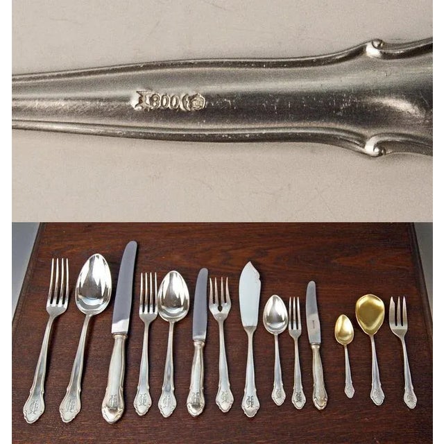 Metal Koch Bergfeld Silver 800 Cutlery Baroque Design 264-Pieces Bremen Germany 1900, 1890s, Set of 264 For Sale - Image 7 of 8