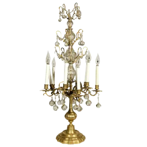 French 19th Century Crystal and Glass Girandole Table Lamp