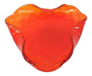 Mid Century Tangerine Glass Bowl