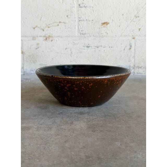 Brown Camilla Justesen Danish Modern Brown Ceramic Bowl For Sale - Image 8 of 9