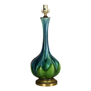 Vintage Drip Glaze Ceramic Pottery Onion Shape Table Lamp For Sale