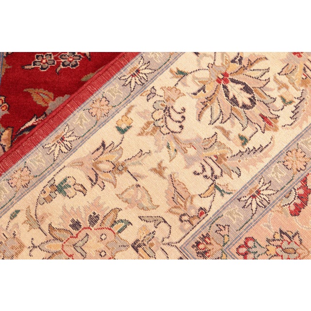 Textile Shabby Chic Medallion 1990's Pak-Persian Red/Ivory Wool Rug - 6'2'' X 9'3'' For Sale - Image 7 of 9