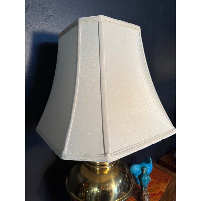 Mid Century Oversized Brass Table Lamp For Sale - Image 4 of 6