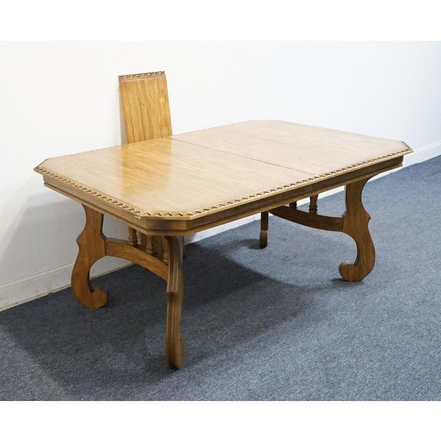 Bassett Furniture Centuria Collection Solid Pecan Mediterranean Style 78" Dining Table 429-42-448 For Sale - Image 10 of 11