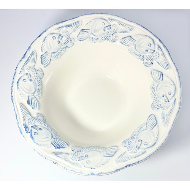 Pottery Barn “Oceanside” Large Ceramic Salad or Pasta Serving Bowl 13 3/4” Excellent condition. No chips or cracks. Length...