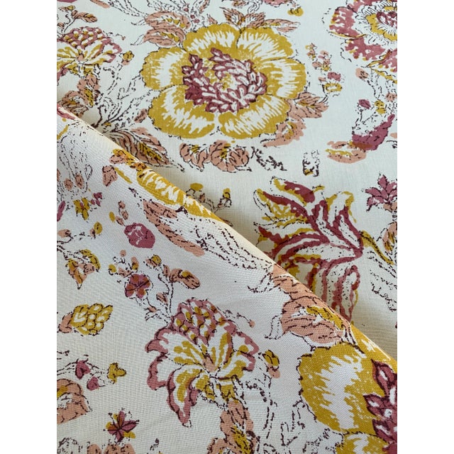 2020s Sarah Vanrenen for Penny Morrison Dahlia in Yellow Linen Fabric 3 Yards For Sale - Image 5 of 6