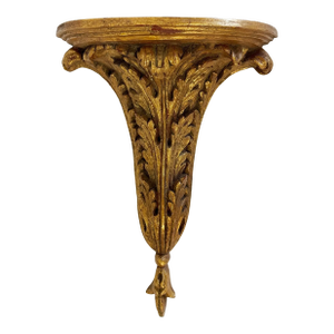 Vintage Italian Florentine Style Acanthus Leaf Gilt Wall Shelf