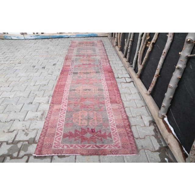 1960's Vintage Turkish Hand-Knotted Hallway Runner-3' X 11'6" For Sale - Image 11 of 11
