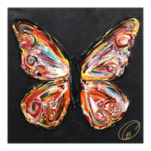 Le Guide - Impasto Thick Paint Colorful Butterfly Art Original Artwork by Cynthia Coulombe-Bégin