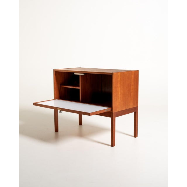 Teak Bar Cabinet with Drop-Down Door, Scandinavia, 1960s For Sale - Image 4 of 12