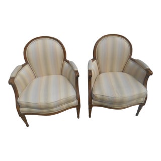 Baker Louis XVI Bergere Chairs- a Pair For Sale