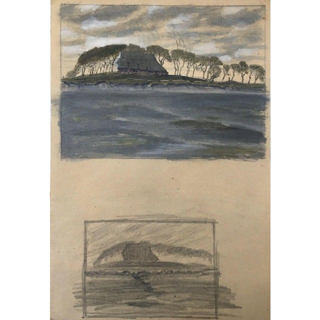 Krumm Hans, Hallig Friesenhaus with Trees, 1890s, Gouache and Ink For Sale - Image 9 of 13