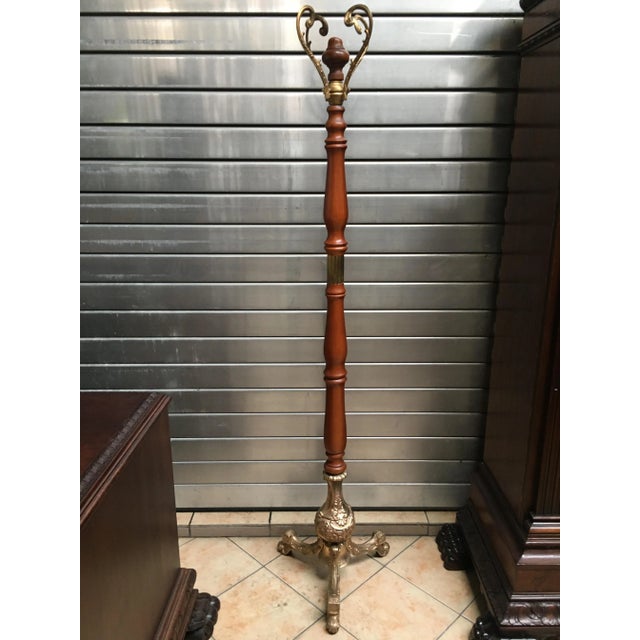 Brass & Wood Coat Stand, 1950s For Sale - Image 10 of 18