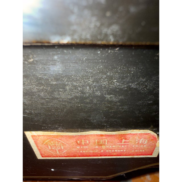 Authentic Vintage Shanghai Mid Century Chinese Black Laquer Mother of Pearl Sideboard For Sale - Image 15 of 15