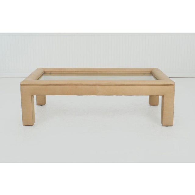 1980s Karl Springer Style Padded Leather Coffee Table 1980 C. For Sale - Image 5 of 11