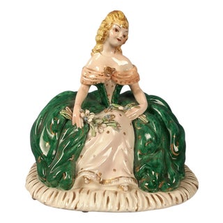 Hand-Painted Porcelain Sculpture of a Lady from Perdomello, Nove Bassano, 1940s-1950s For Sale