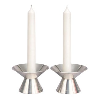 Mid-Century Modern Swedish Sterling Silver Candleholders from GAB, 1961, Set of 2 For Sale