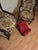 pair of Victorian parlor his and her wooden chairs from 1920s with foot stool. the foot stool 12×18×12"