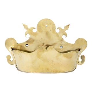 Victorian Brass Crown Wall Pocket For Sale