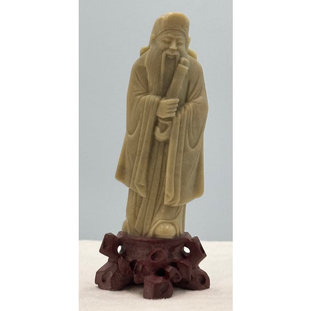 Early 20th Century Trio of Ancient Chinese Wise Men - Antique Soapstone Carved Figures For Sale - Image 5 of 12
