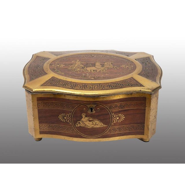 Antique Late 19th Century Jewelry Box in Fine Exotic Wood and Gilded Bronze, Germany For Sale - Image 6 of 6