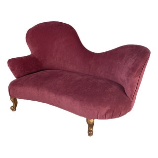 Italian Sofa in Purple-Ret Velvet and Wood, 1930s For Sale