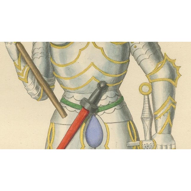 Mid 19th Century Camille Bonnard, Joan of Arc in Armor, Hand-Colored Lithograph, 1845 For Sale - Image 5 of 10