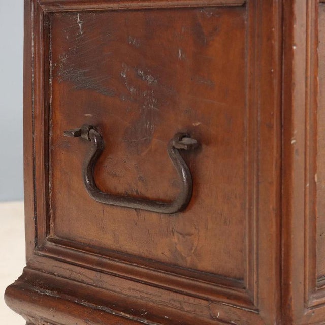 Brown Walnut Chest with Wrought Iron Handles, Italy, Late 18th Century For Sale - Image 8 of 13
