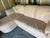 Contemporary 1990s Peach Leather Sofa With Attached Chaise Lounge For Sale - Image 3 of 7