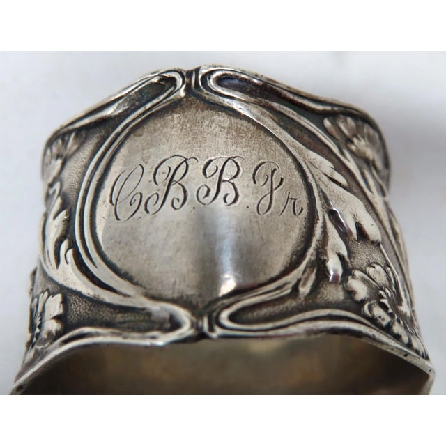 Silver Classic Antique - Victorian Art Nouveau Flower Style Sterling Silver Napkin Ring by Gorham Silver Company For Sale - Image 8 of 13