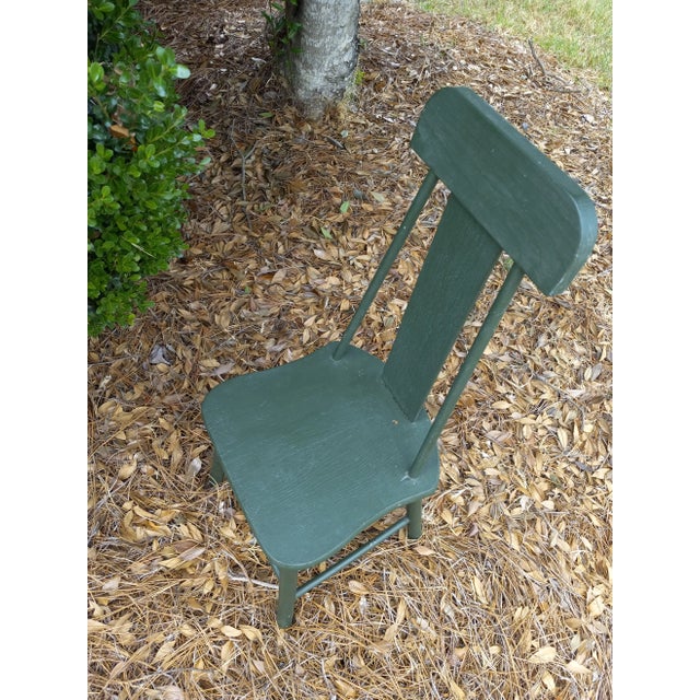 Rustic Antique Small Green Child's Chair For Sale - Image 3 of 12