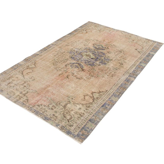 Mid-Century Modern Vintage Decorative Turkish Oushak Rug For Sale - Image 3 of 6