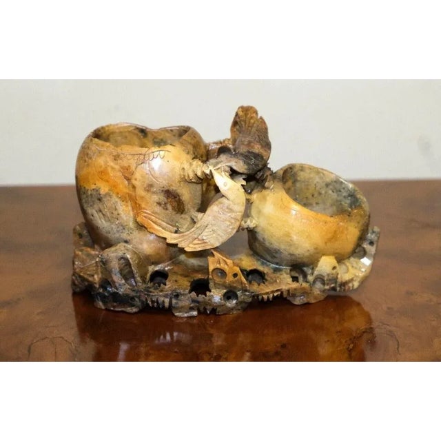 Early 20th Century Handcarved Soapstone Figure with Two Pots For Sale - Image 4 of 12