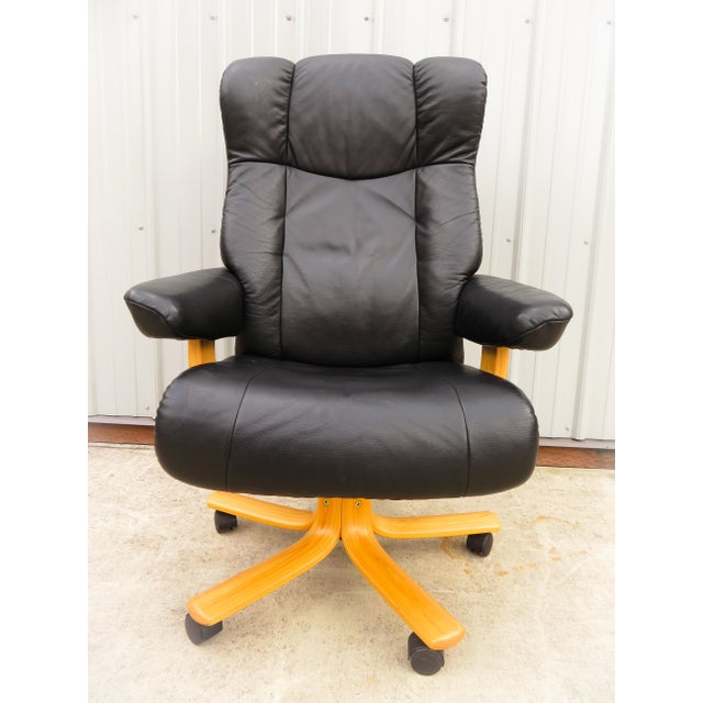 Vintage Norwegian Hjellegjerde Mobler Leather Executive Desk Chair Chairish