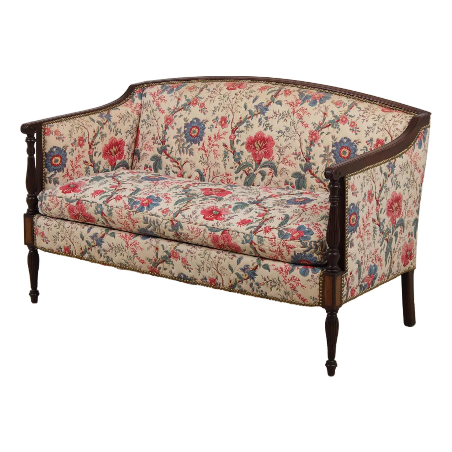 Hickory Chair Mahogany Frame Sheridan Style Loveseat Settee | Chairish