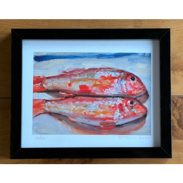 Charming pair of fish by the sea. At the French Côte d’Azur, just fished and still glimmering with ocean water and spray....